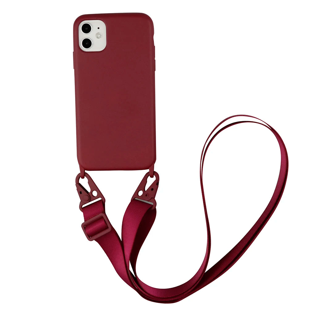 Funda de silicona con cordón para iPhone 12, 13, Mini, 14, 15, 16 Pro Max, X, XR, XS, con correa para el cuello y cordón para collar.