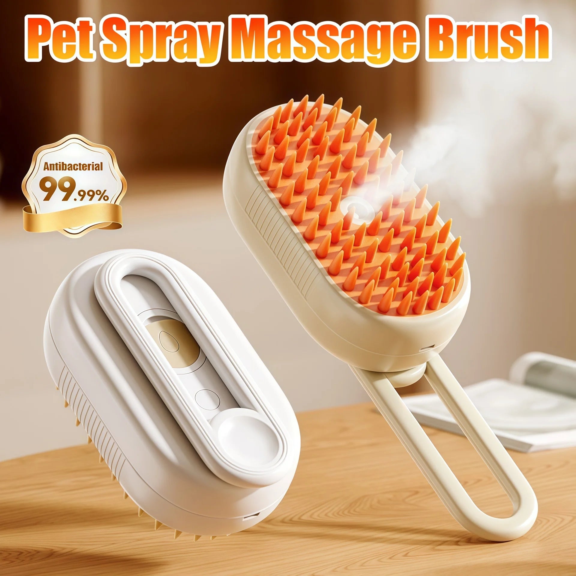 3 in 1 Cat Dog Pet Spray Massage Brush One Button Steam Spray Folding Rotatable Grooming tool Hair Bath Hair Removal Brush Comb