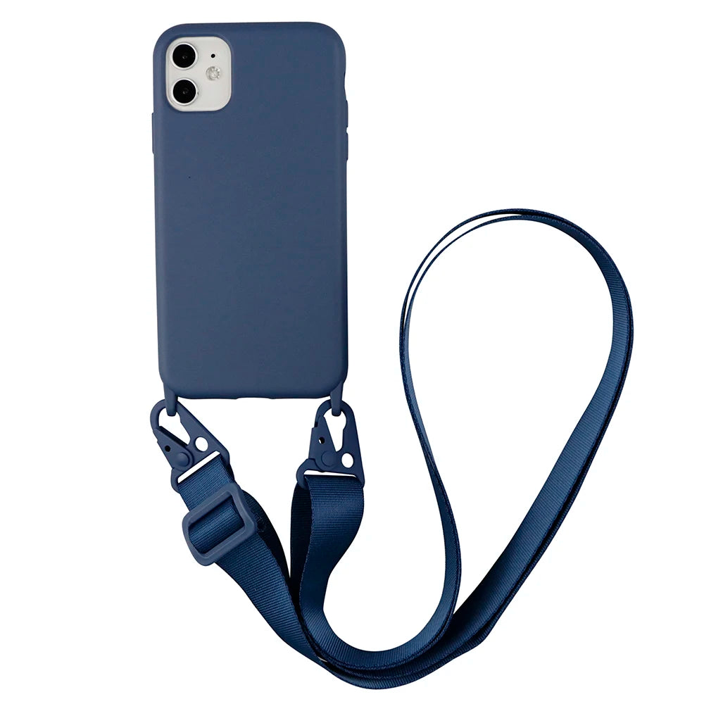 Funda de silicona con cordón para iPhone 12, 13, Mini, 14, 15, 16 Pro Max, X, XR, XS, con correa para el cuello y cordón para collar.