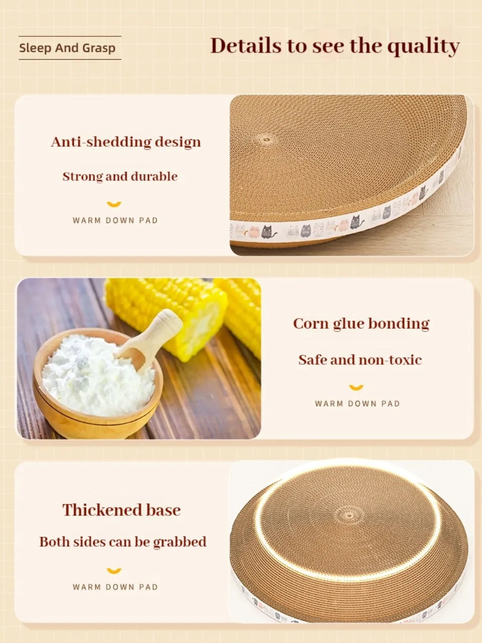 Rascador corrugado para gatos con hierba gatera, resistente al desgaste y a los arañazos, protector de sofá y muebles para gatos.