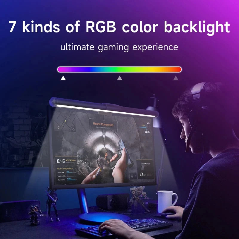 Barra de luz LED para monitor de computadora, luces colgantes RGB, lámpara de mesa para trabajar, estudiar, leer, jugar, iluminación atenuable de 44 cm